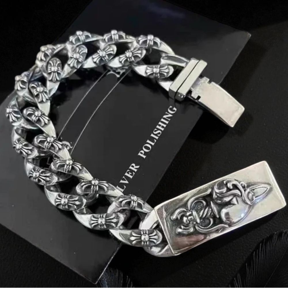 Stainless Steel Vintage Style Cross Unisex Bracelet Chain Link